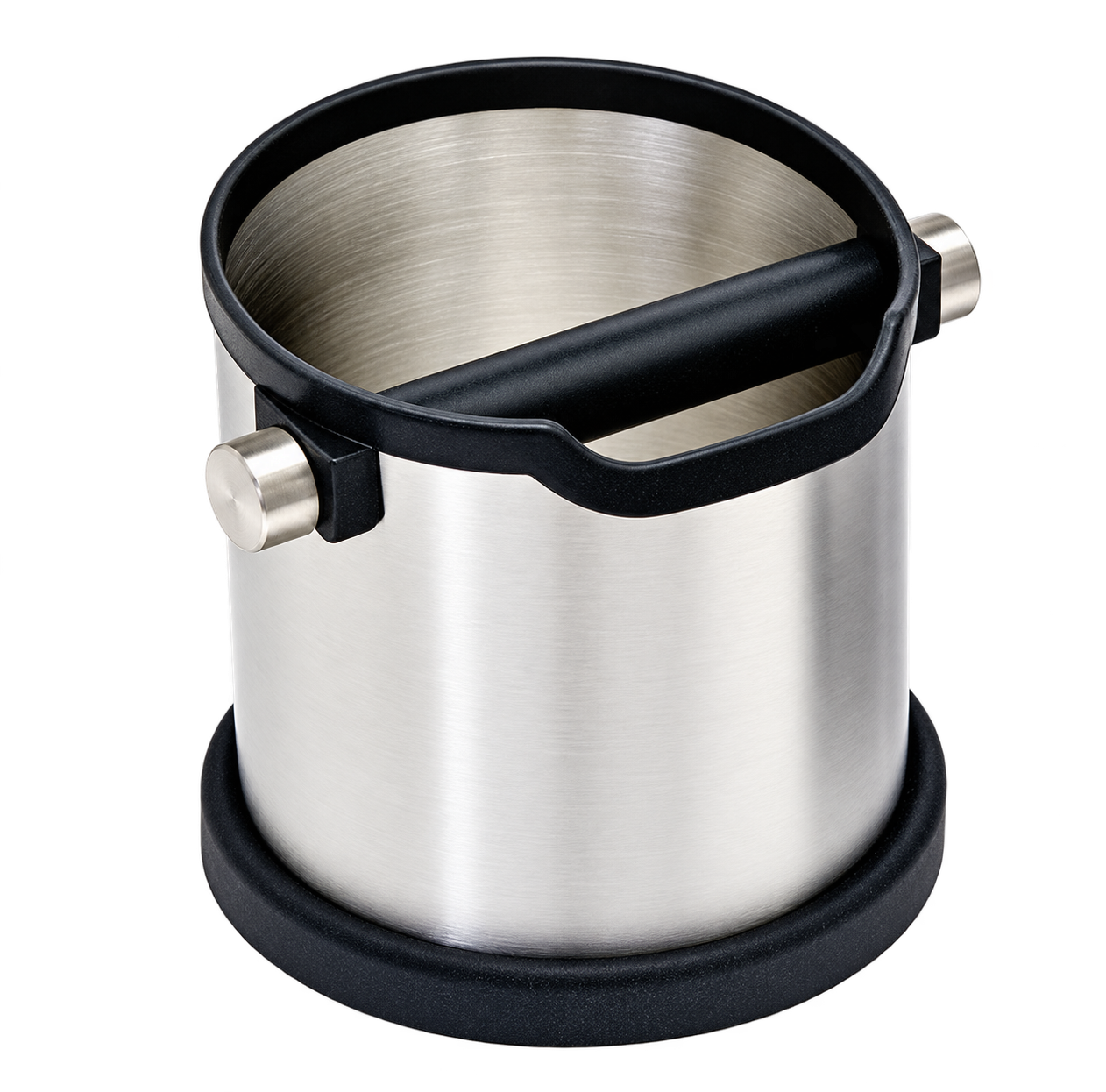 Bac à marc Rhino Coffee Gear en acier inoxydable avec base noire antidérapante