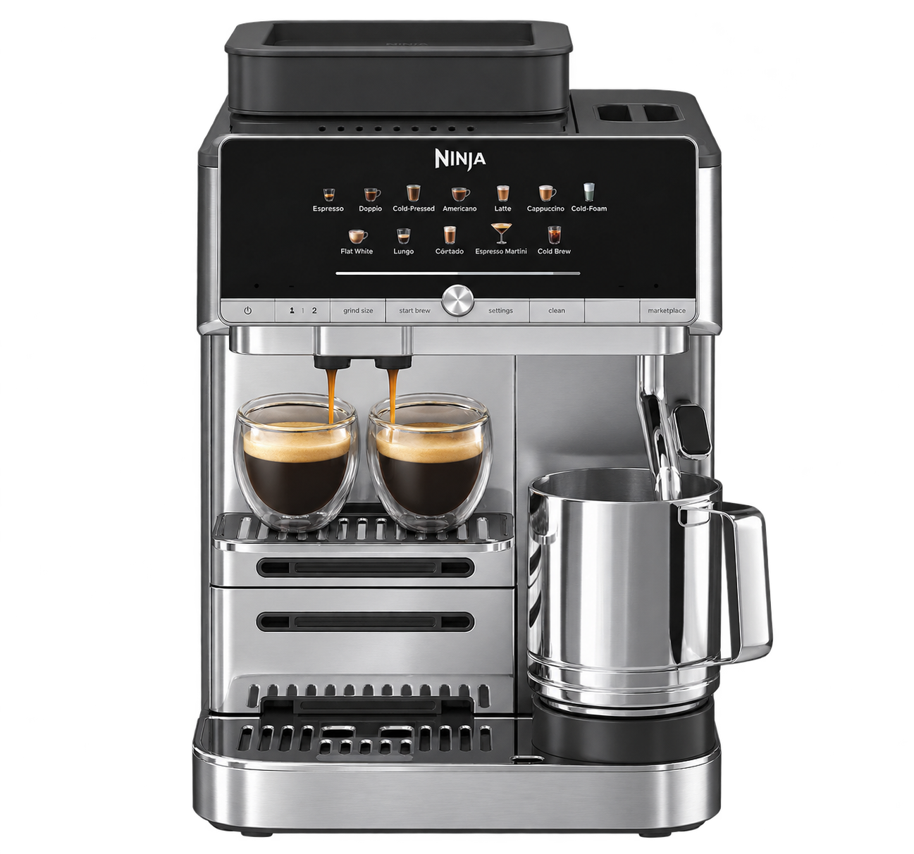 Ninja AutoBarista AE1001 fully automatic espresso machine with milk jug