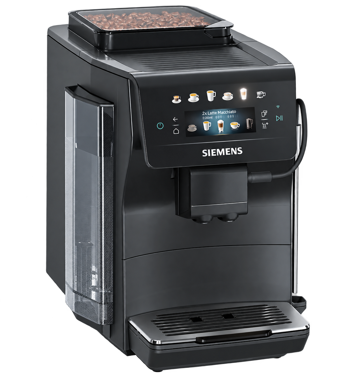 Cafetera superautomática Siemens EQ600 iAroma TP601E09/01 con pantalla táctil y tubo de leche